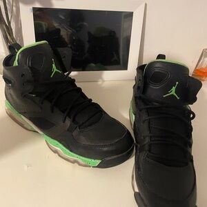 Jordan Black and Green High-Top Sneakers